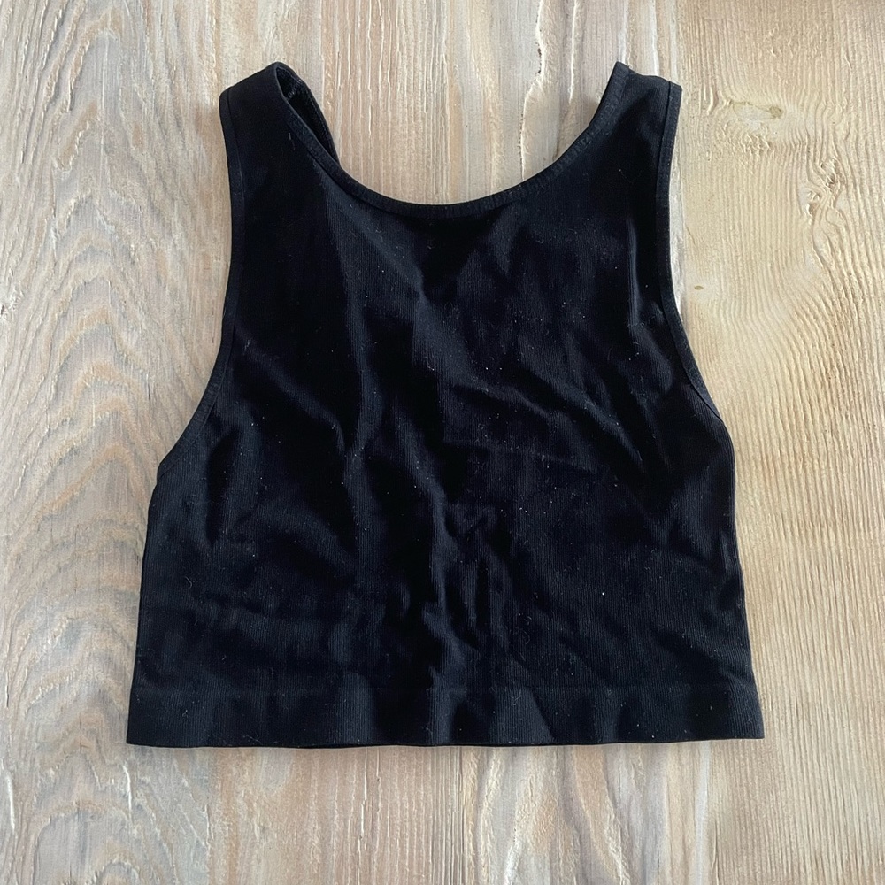 Basic Black Cropped Halter Tank Top by Free People